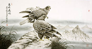 Chinese Eagle Painting,90cm x 170cm,4478006-x