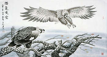 Chinese Eagle Painting,92cm x 174cm,4481038-x