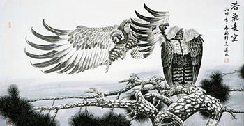 Chinese Eagle Painting,92cm x 174cm,4481042-x