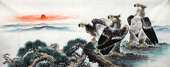 Chinese Eagle Painting,96cm x 240cm,4612004-x
