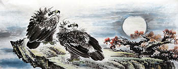 Chinese Eagle Painting,180cm x 68cm,4612005-x