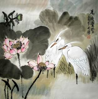 Chinese Egret Painting,66cm x 66cm,2075003-x