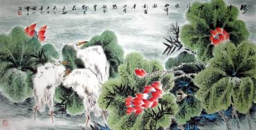 Chinese Egret Painting,66cm x 136cm,2438005-x