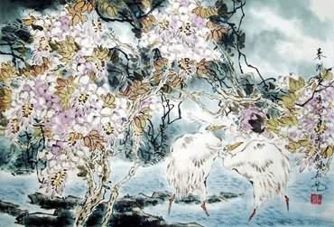 Chinese Egret Painting,69cm x 46cm,2438009-x
