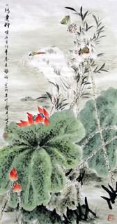 Chinese Egret Painting,50cm x 100cm,2438011-x