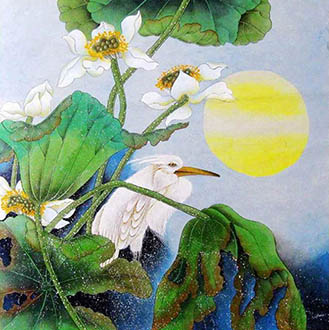 Chinese Egret Painting,65cm x 63cm,2449013-x