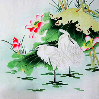 Chinese Egret Painting,65cm x 63cm,2449015-x