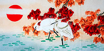 Chinese Egret Painting,48cm x 96cm,2449016-x