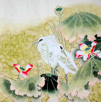 Chinese Egret Painting,66cm x 66cm,2449018-x