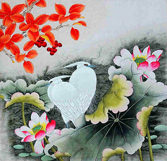 Chinese Egret Painting,66cm x 66cm,2449019-x