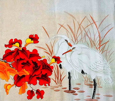 Chinese Egret Painting,50cm x 50cm,2449020-x
