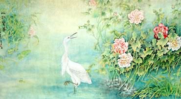 Chinese Egret Painting,92cm x 174cm,2497001-x