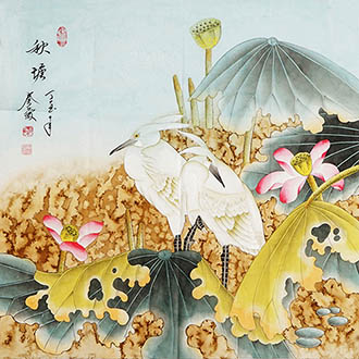 Chinese Egret Painting,65cm x 55cm,2527027-x