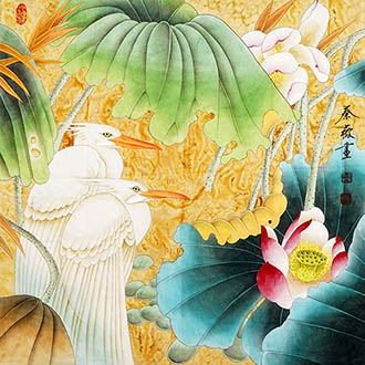 Chinese Egret Painting,65cm x 63cm,2527029-x