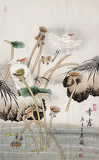 Chinese Egret Painting,60cm x 90cm,2527031-x