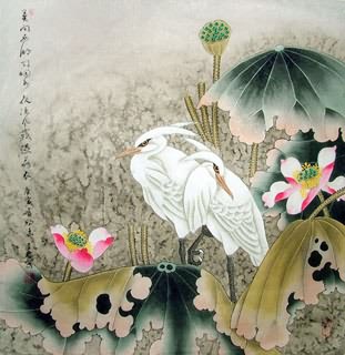Chinese Egret Painting,69cm x 69cm,2617036-x