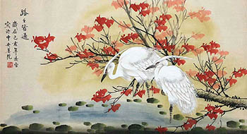 Chinese Egret Painting,50cm x 95cm,2702054-x