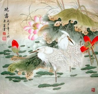 Chinese Egret Painting,69cm x 69cm,2703013-x