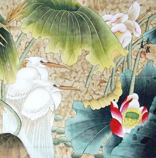 Chinese Egret Painting,69cm x 69cm,2703031-x