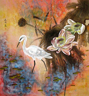 Chinese Egret Painting,85cm x 93cm,zcb21196005-x