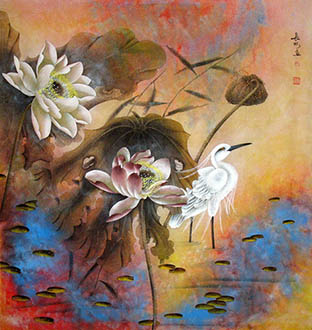 Chinese Egret Painting,85cm x 93cm,zcb21196007-x