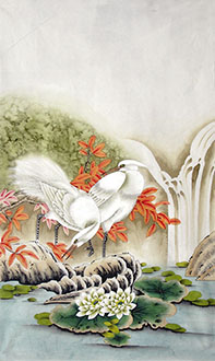 Chinese Egret Painting,65cm x 105cm,zga21210002-x