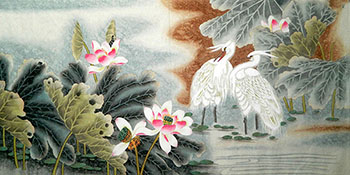 Chinese Egret Painting,68cm x 136cm,zga21210005-x