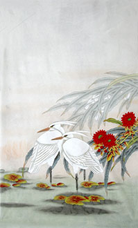Chinese Egret Painting,65cm x 105cm,zga21210009-x
