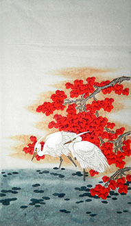 Chinese Egret Painting,65cm x 105cm,zga21210011-x