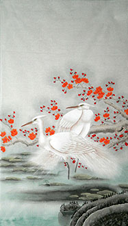 Chinese Egret Painting,65cm x 105cm,zga21210012-x