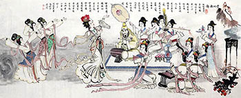 Chinese Emperor & Empress Painting,96cm x 236cm,3783010-x