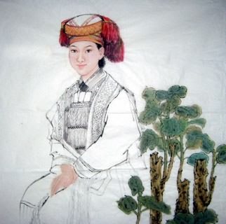 Chinese Ethnic Minority Painting,69cm x 69cm,3515004-x