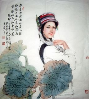 Chinese Ethnic Minority Painting,70cm x 80cm,3515006-x