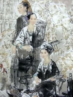 Chinese Ethnic Minority Painting,66cm x 136cm,3723002-x