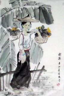 Chinese Ethnic Minority Painting,69cm x 46cm,3812010-x