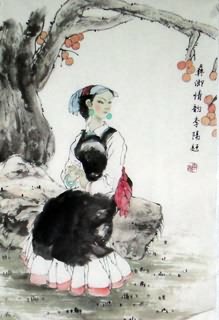 Chinese Ethnic Minority Painting,69cm x 46cm,3812012-x