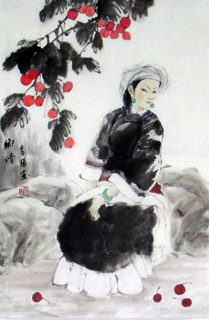 Chinese Ethnic Minority Painting,69cm x 46cm,3812015-x