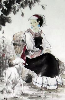 Chinese Ethnic Minority Painting,69cm x 46cm,3812016-x