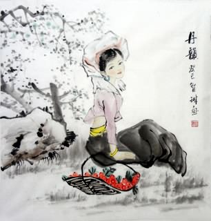 Chinese Ethnic Minority Painting,50cm x 50cm,3813006-x