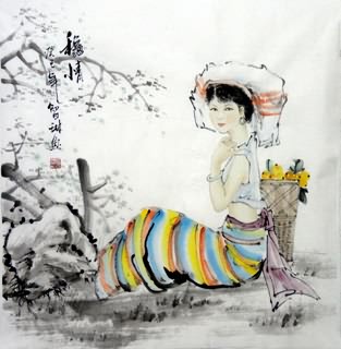 Chinese Ethnic Minority Painting,50cm x 50cm,3813007-x