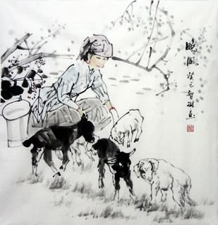 Chinese Ethnic Minority Painting,50cm x 50cm,3813008-x