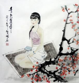 Chinese Ethnic Minority Painting,50cm x 50cm,3813014-x
