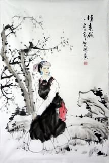 Chinese Ethnic Minority Painting,69cm x 46cm,3813029-x