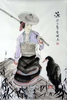Chinese Ethnic Minority Painting,69cm x 46cm,3813032-x