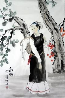 Chinese Ethnic Minority Painting,69cm x 46cm,3813033-x