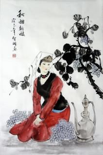 Chinese Ethnic Minority Painting,69cm x 46cm,3813036-x