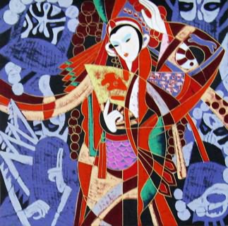 Chinese Ethnic Minority Painting,50cm x 50cm,3815040-x