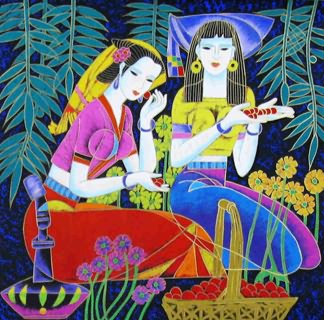 Chinese Ethnic Minority Painting,50cm x 50cm,3815044-x
