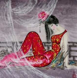 Chinese Famous Four Beauties Painting,69cm x 69cm,3348009-x
