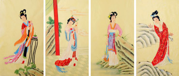 Chinese Famous Four Beauties Painting,55cm x 95cm,3810015-x